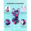 image:imageAmerican Trends Athletic One Piece Swimsuits for Women Modest Bathing Suits Criss Cross Back Water Aerobics SwimwearF Pink Blue Printed