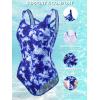 image:imageAmerican Trends Athletic One Piece Swimsuits for Women Modest Bathing Suits Criss Cross Back Water Aerobics SwimwearG Blue Powder Stripe Stitching