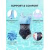image:imageAmerican Trends Athletic One Piece Swimsuits for Women Modest Bathing Suits Criss Cross Back Water Aerobics SwimwearI Blue and Black Contrast