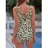 image:imageAmerican Trends Athletic One Piece Swimsuits for Women Modest Bathing Suits Criss Cross Back Water Aerobics SwimwearIvory Leopard