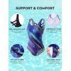 image:imageAmerican Trends Athletic One Piece Swimsuits for Women Modest Bathing Suits Criss Cross Back Water Aerobics SwimwearK Blue Storm