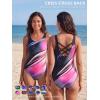 image:imageAmerican Trends Athletic One Piece Swimsuits for Women Modest Bathing Suits Criss Cross Back Water Aerobics SwimwearK Purple Storm