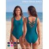 image:imageAmerican Trends Athletic One Piece Swimsuits for Women Modest Bathing Suits Criss Cross Back Water Aerobics SwimwearR Dark Blue