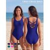 image:imageAmerican Trends Athletic One Piece Swimsuits for Women Modest Bathing Suits Criss Cross Back Water Aerobics SwimwearR Navy