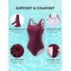 image:imageAmerican Trends Athletic One Piece Swimsuits for Women Modest Bathing Suits Criss Cross Back Water Aerobics SwimwearR Wine