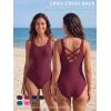 image:imageAmerican Trends Athletic One Piece Swimsuits for Women Modest Bathing Suits Criss Cross Back Water Aerobics SwimwearR Wine
