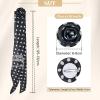 image:imageAmerican Trends Womens Removable Rose Flower ScarfElegant Long Neck Scarf For GirlSoft Headband For Party Wedding DailyPolka Dot Black