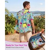 image:imageAmerican Trends Mens Hawaiian Shirt Floral Print Aloha Novelty Button Down Shirts Casual Short Sleeve Beachwear for Men1 80s Geometric Green