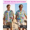 image:imageAmerican Trends Mens Hawaiian Shirt Floral Print Aloha Novelty Button Down Shirts Casual Short Sleeve Beachwear for Men1 80s Geometric Green