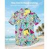 image:imageAmerican Trends Mens Hawaiian Shirt Floral Print Aloha Novelty Button Down Shirts Casual Short Sleeve Beachwear for Men1 80s Geometric Green