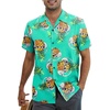 image:imageAmerican Trends Mens Hawaiian Shirt Floral Print Aloha Novelty Button Down Shirts Casual Short Sleeve Beachwear for Men1 Blue Green Pineapple