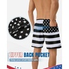 image:imageAmerican Trends Mens Swim Trunks with Compression Liner Quick Dry Swimsuit 5 Mens Board ShortsBlack White American Flag