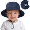 image:imageAmerican Trends Baby Sun Hats for Boys Girls UPF 50 Sun Protection Wide Brim Adjustable Summer Beach Bucket HatA 1 Navy