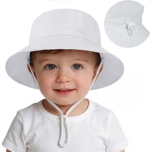 image:imageAmerican Trends Baby Sun Hats for Boys Girls UPF 50 Sun Protection Wide Brim Adjustable Summer Beach Bucket HatA 1 White