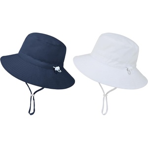 image:imageAmerican Trends Baby Sun Hats for Boys Girls UPF 50 Sun Protection Wide Brim Adjustable Summer Beach Bucket HatA 2 Pack Navy  White
