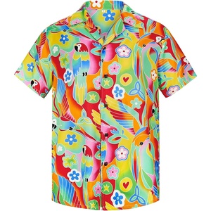 image:imageAmerican Trends Mens Hawaiian Shirt Floral Print Aloha Novelty Button Down Shirts Casual Short Sleeve Beachwear for Men1 Flowery Parrot