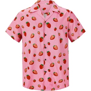 image:imageAmerican Trends Mens Hawaiian Shirt Floral Print Aloha Novelty Button Down Shirts Casual Short Sleeve Beachwear for Men1 Strawberry