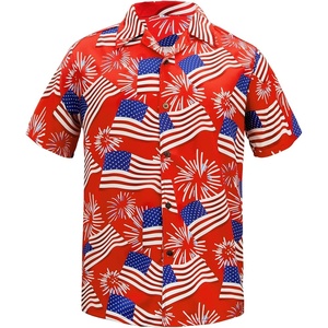image:imageAmerican Trends Mens Hawaiian Shirt Floral Print Aloha Novelty Button Down Shirts Casual Short Sleeve Beachwear for MenRed American Flag