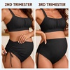 image:imageAmerican Trends Maternity Swimsuit Two Piece  Adjustable Drawstring Side Ruched Pregnancy Bikini High Waisted Bathing SuitBlack