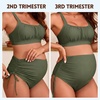 image:imageAmerican Trends Maternity Swimsuit Two Piece  Adjustable Drawstring Side Ruched Pregnancy Bikini High Waisted Bathing SuitGreen