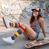 image:imageAmerican Trends Womens Knee High Socks Novelty Holiday Printed Tall Tube Socks Casual amp Party Athletic Sports Stockings1 Pack Rainbow Stripes