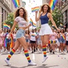 image:imageAmerican Trends Womens Knee High Socks Novelty Holiday Printed Tall Tube Socks Casual amp Party Athletic Sports Stockings1 Pack Rainbow Stripes