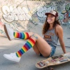 image:imageAmerican Trends Womens Knee High Socks Novelty Holiday Printed Tall Tube Socks Casual amp Party Athletic Sports Stockings1 Pack Redrainbow