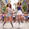 image:imageAmerican Trends Womens Knee High Socks Novelty Holiday Printed Tall Tube Socks Casual amp Party Athletic Sports Stockings1 Pack Redrainbow