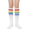 image:imageAmerican Trends Womens Knee High Socks Novelty Holiday Printed Tall Tube Socks Casual amp Party Athletic Sports Stockings1 Pack Whiterainbow
