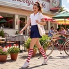image:imageAmerican Trends Womens Knee High Socks Novelty Holiday Printed Tall Tube Socks Casual amp Party Athletic Sports Stockings1 Pack Wideredwhite