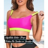 image:imageSports Swim Bra Bikini Tops for Women Classic Bathing Suits Top with Padded Crop SwimsuitHot Pink and Yellow