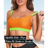 image:imageSports Swim Bra Bikini Tops for Women Classic Bathing Suits Top with Padded Crop SwimsuitOrange and Green