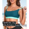 image:imageSports Swim Bra Bikini Tops for Women Classic Bathing Suits Top with Padded Crop SwimsuitTeal and Green