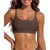 image:imageSports Swim Bra Bikini Tops for Women Classic Bathing Suits Top with Padded Crop SwimsuitBrown