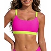 image:imageSports Swim Bra Bikini Tops for Women Classic Bathing Suits Top with Padded Crop SwimsuitHot Pink and Yellow