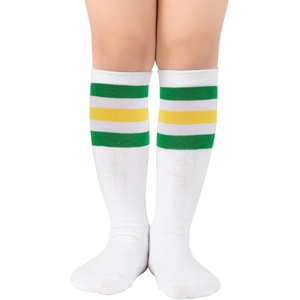 image:imageAmerican Trends Kids Toddler Soccer Socks Youth Baseball Softball Football Socks Knee High Accessories for Girls1 Pack White Green Yellow Stripes