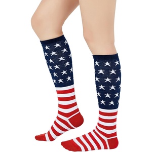 image:imageAmerican Trends Womens Knee High Socks Novelty Holiday Printed Tall Tube Socks Casual amp Party Athletic Sports Stockings1 Pack American Flag