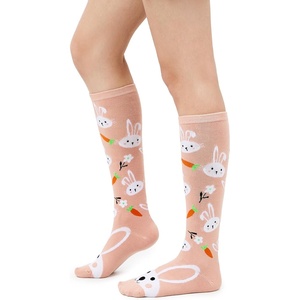 image:imageAmerican Trends Womens Knee High Socks Novelty Holiday Printed Tall Tube Socks Casual amp Party Athletic Sports Stockings1 Pack Carrotrabbit