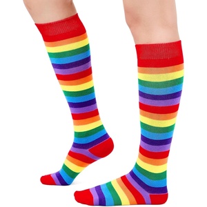 image:imageAmerican Trends Womens Knee High Socks Novelty Holiday Printed Tall Tube Socks Casual amp Party Athletic Sports Stockings1 Pack Redrainbow