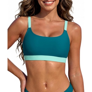 image:imageSports Swim Bra Bikini Tops for Women Classic Bathing Suits Top with Padded Crop SwimsuitTeal and Green
