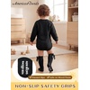 image:imageAmerican Trends Baby Knee High Socks for Toddler Girls Soft Cotton Anti Slip Long Baby Socks with GripBlack