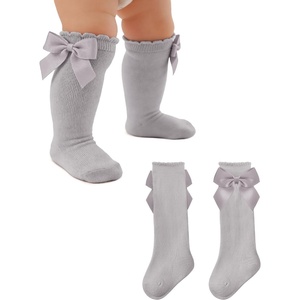 image:imageAmerican Trends Baby Knee High Socks Long Infant Toddler Socks for Baby Girls Bow StockingLight Grey
