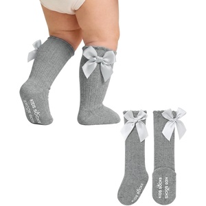 image:imageAmerican Trends Baby Knee High Socks for Toddler Girls Soft Cotton Anti Slip Long Baby Socks with GripGrey