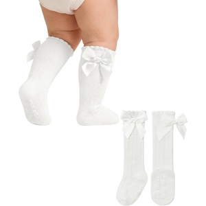 image:imageAmerican Trends Baby Knee High Socks for Toddler Girls Soft Cotton Anti Slip Long Baby Socks with GripWhite