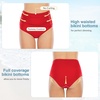image:imageAmerican Trends High Waisted Bikini Bottoms Ruched Tummy Control Swim Bottom Bathing Suits for WomenRed
