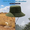 image:imageAmerican Trends Waterproof Kids Bucket Hat UPF 50 Packable Swim Travel Safari Hat Boys Girls with Strap 612 YearsNavy Blue