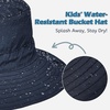 image:imageAmerican Trends Waterproof Kids Bucket Hat UPF 50 Packable Swim Travel Safari Hat Boys Girls with Strap 612 YearsNavy Blue