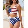 image:imageAmerican Trends Womens Bikini Sets Two Piece Swimsuit for Women High Waisted Swim Suit 2026 Sporty Bathing SuitAmerican Flag