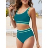 image:imageAmerican Trends Womens Bikini Sets Two Piece Swimsuit for Women High Waisted Swim Suit 2026 Sporty Bathing SuitBlackish Green