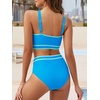 image:imageAmerican Trends Womens Bikini Sets Two Piece Swimsuit for Women High Waisted Swim Suit 2026 Sporty Bathing SuitBlue Green